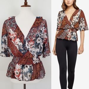 BCBGeneration Patchwork Print Surplice Top